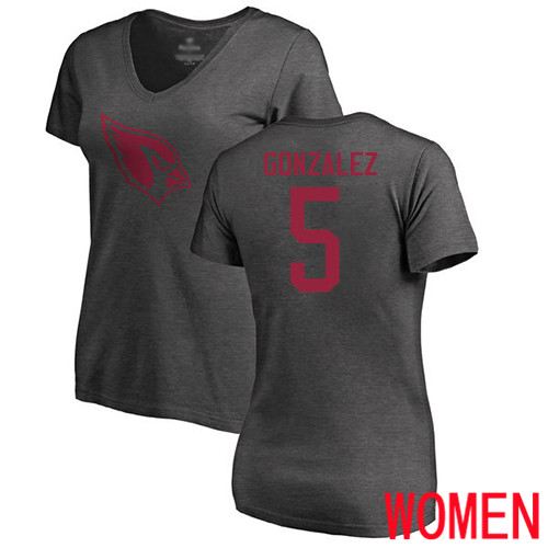 Arizona Cardinals Ash Women Zane Gonzalez One Color NFL Football #5 T Shirt->women nfl jersey->Women Jersey